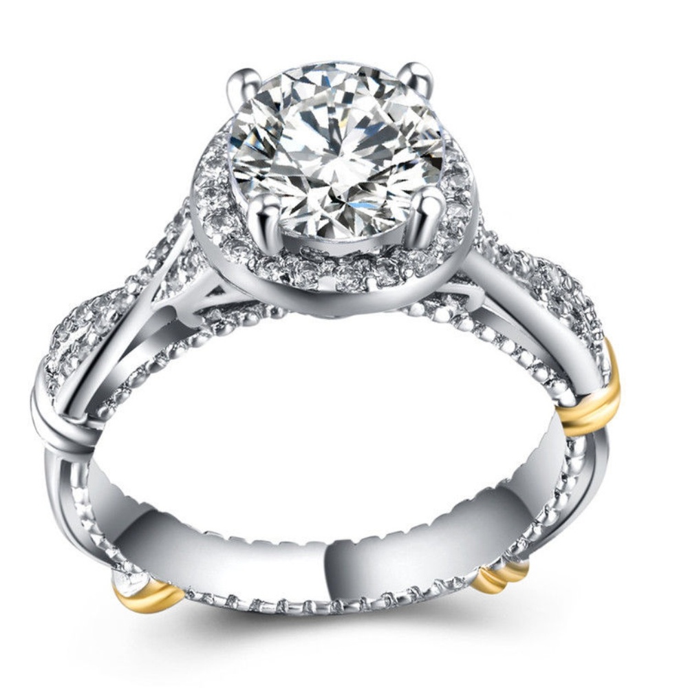 925 Silver Round Cut White Sapphire Ring New - Picture 2 of 5
